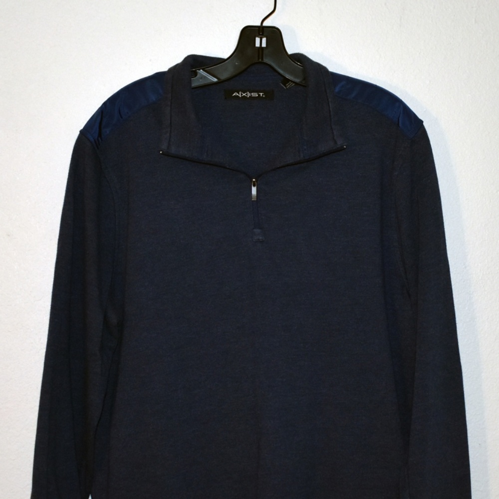 Axist Padded Shoulder Zip Neck Sweater Pullover